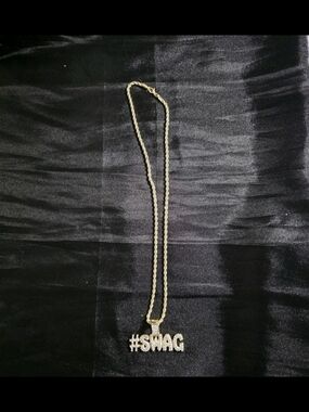 20"Gold-Tone #SWAG Pendant Necklace for Men